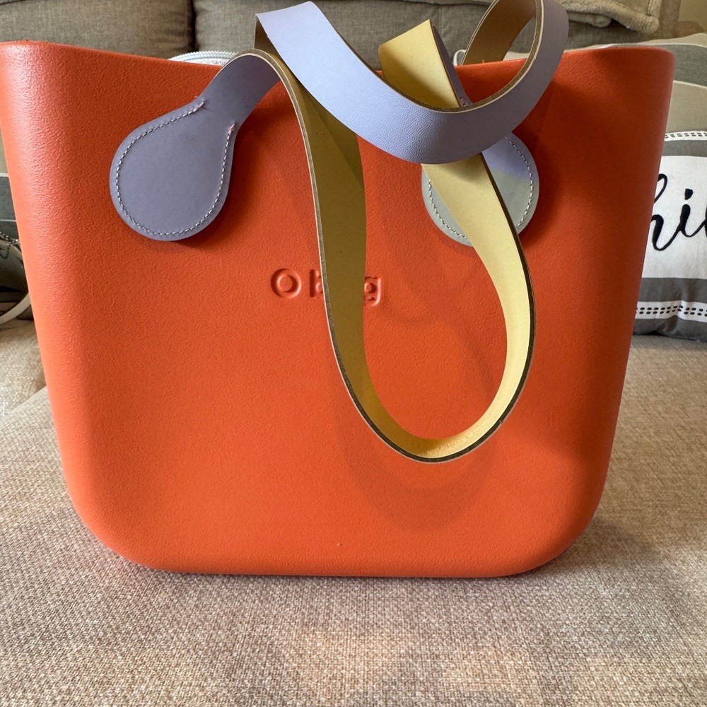 O Bag Orange Tote with Yellow and Purple Accents
